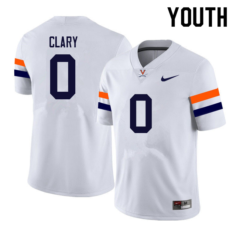 Youth #0 Antonio Clary Virginia Cavaliers College Football Jerseys Sale-White - Click Image to Close